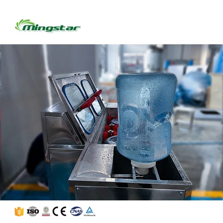 Automatic 19L, 20L, 5 Gallon plastic bottle water washing filling and de- capping  bottle washing machine
