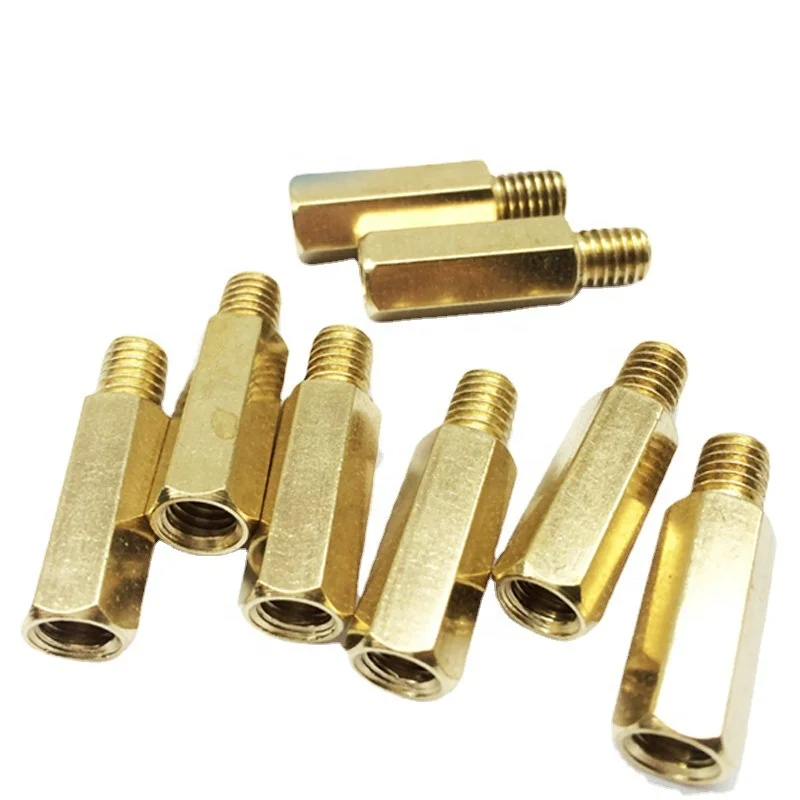 Custom double pass hexagonal copper column flat head hollow stud through hole chassis main board isolation copper column