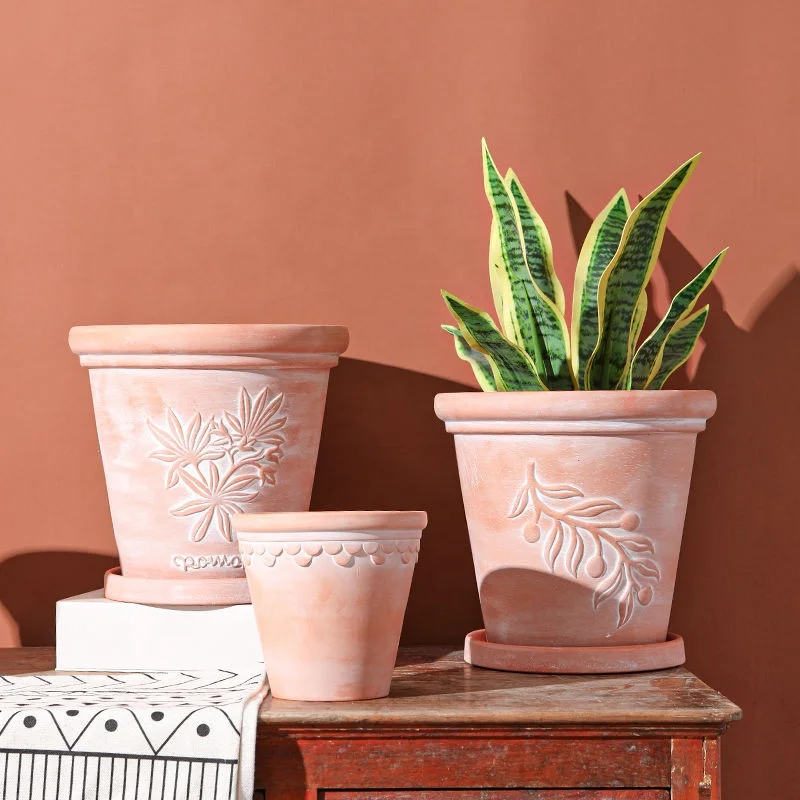 Hot Sale Terracotta Clay Planter Indoor Outdoor Garden Pot for Succulents Cacti Olive Flower Floor Hanging Use Wholesale
