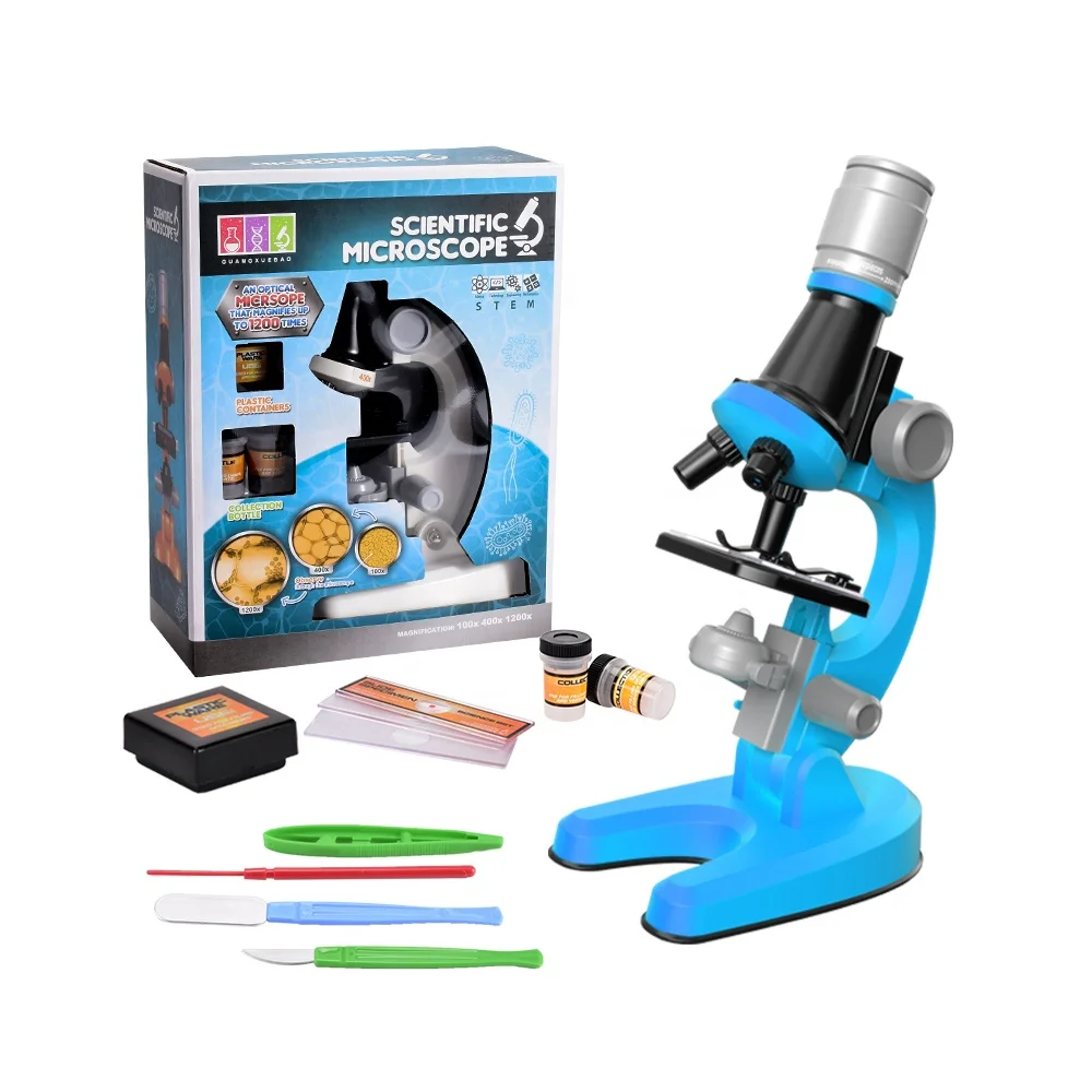 Children educational biological microscope kit science toys for kid with 1200X magnification explore equipment beginner stem toy