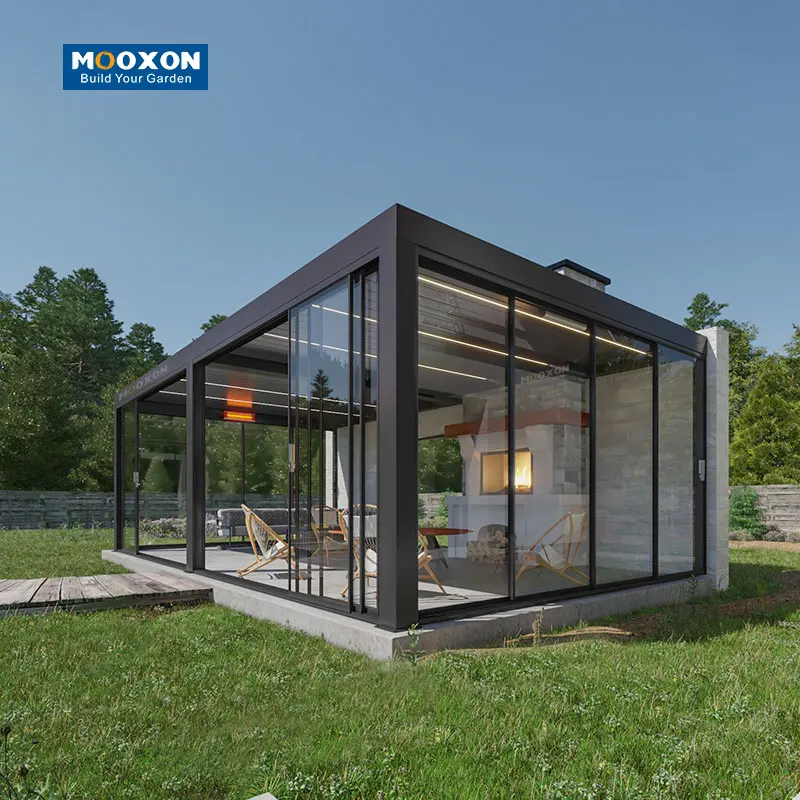 Набор металлических беседок Mooxon Bioclimatic алюминиевая беседка для внутреннего дворика уличное барбекю Жалюзийная крыша сада