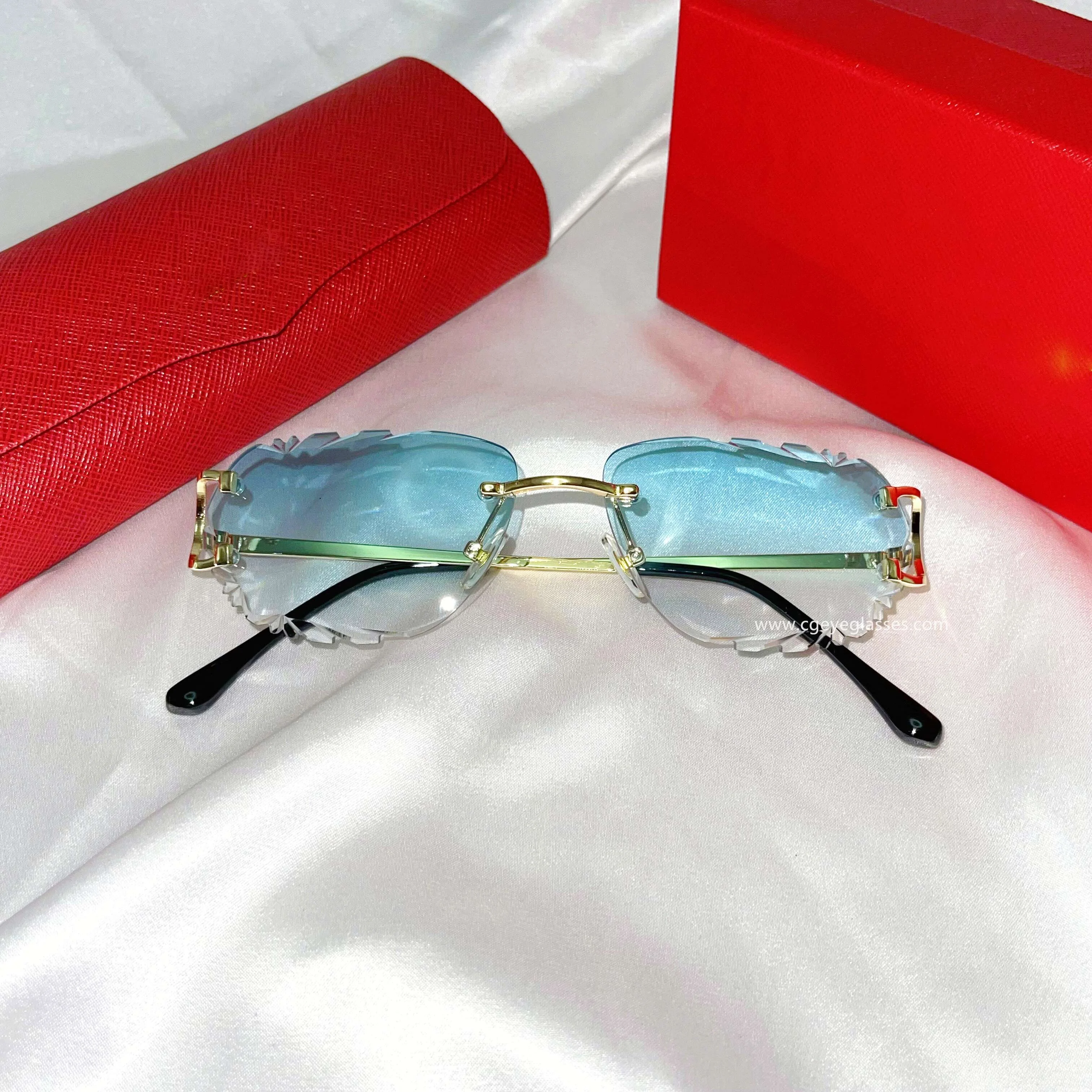 1925 pattern cut rimless sunglasses 2023 new color glasses Luxury Gradient Sun glasses Cut Trimmed Lens Metal sunglasses