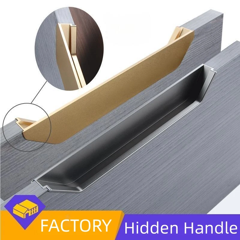 Aluminum Concealed Handle Embedded Cabinet Door Handles Drawer Hidden Handle Modern Kitchen Furniture Accessories 200mm,1100mm