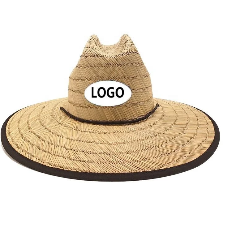Wholesale beach hats for women sum straw lifeguard hat wide brim summer cap natural grass