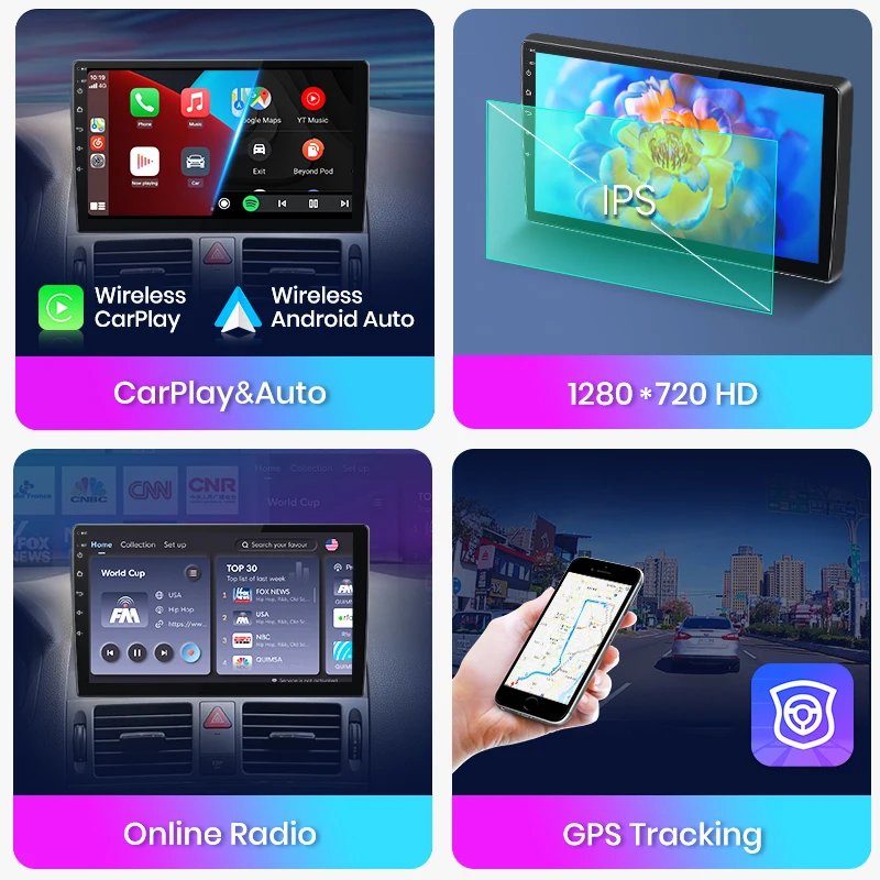 Junsun V1 EU Stock for Renault Logan 1 Sandero 2009-2015  Wireless CarPlay Android Auto Navigation Car Stereo Radio DVD Player