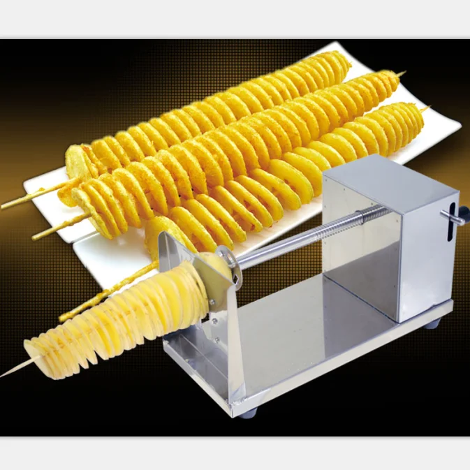Twist potato chips cutter,potato spiral slicer cutter,automatic making twist potato tower machine