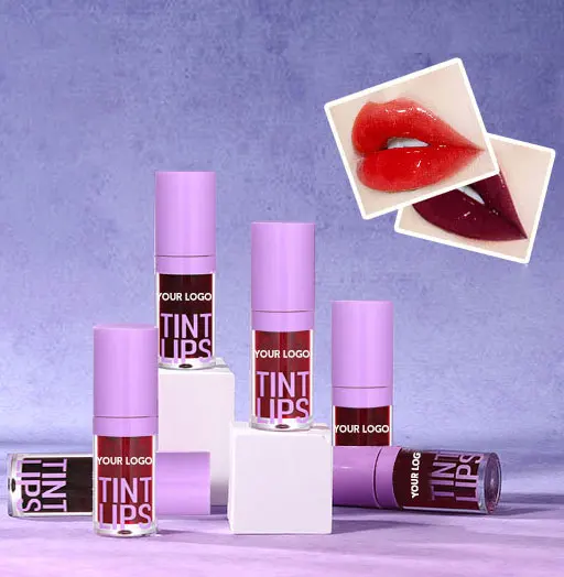 OEM Lip Tint Water base Lip Stain Organic Big Wand Juicy Jelly Rosy Dark Red Hydrating Liquid Dewy Blush Lip Glaze