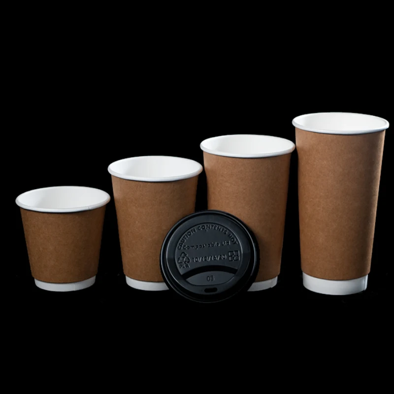 
Eco-friendly Brown Colour Custom Print Pattern Logo 6oz 9oz Double Wall Pla Paper Cup 