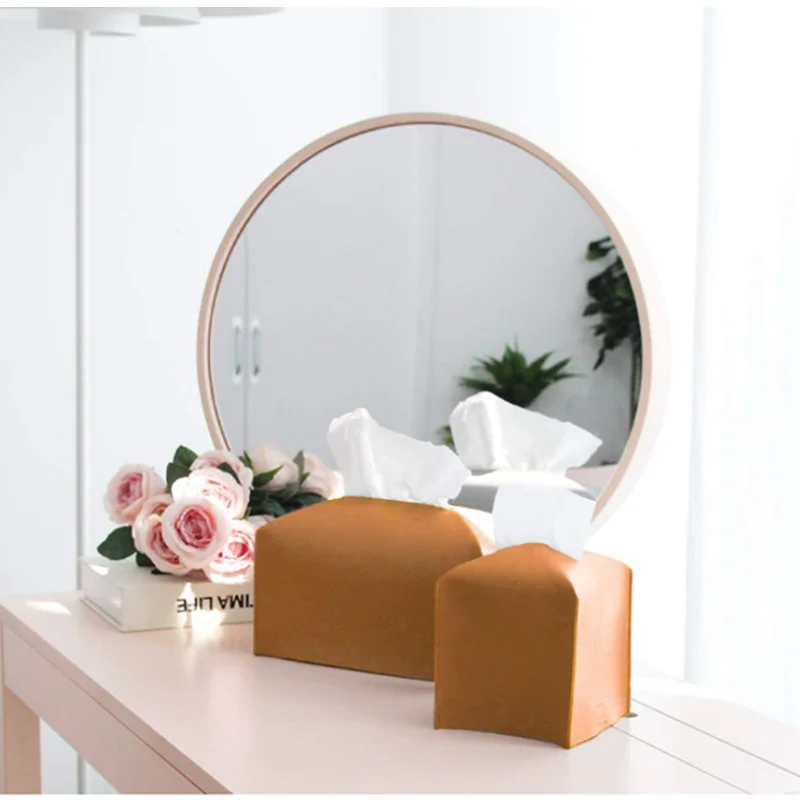Amazon Hot Selling PU Leather Square Tissue Box Holder Paper Organizer Tissue Box Holder