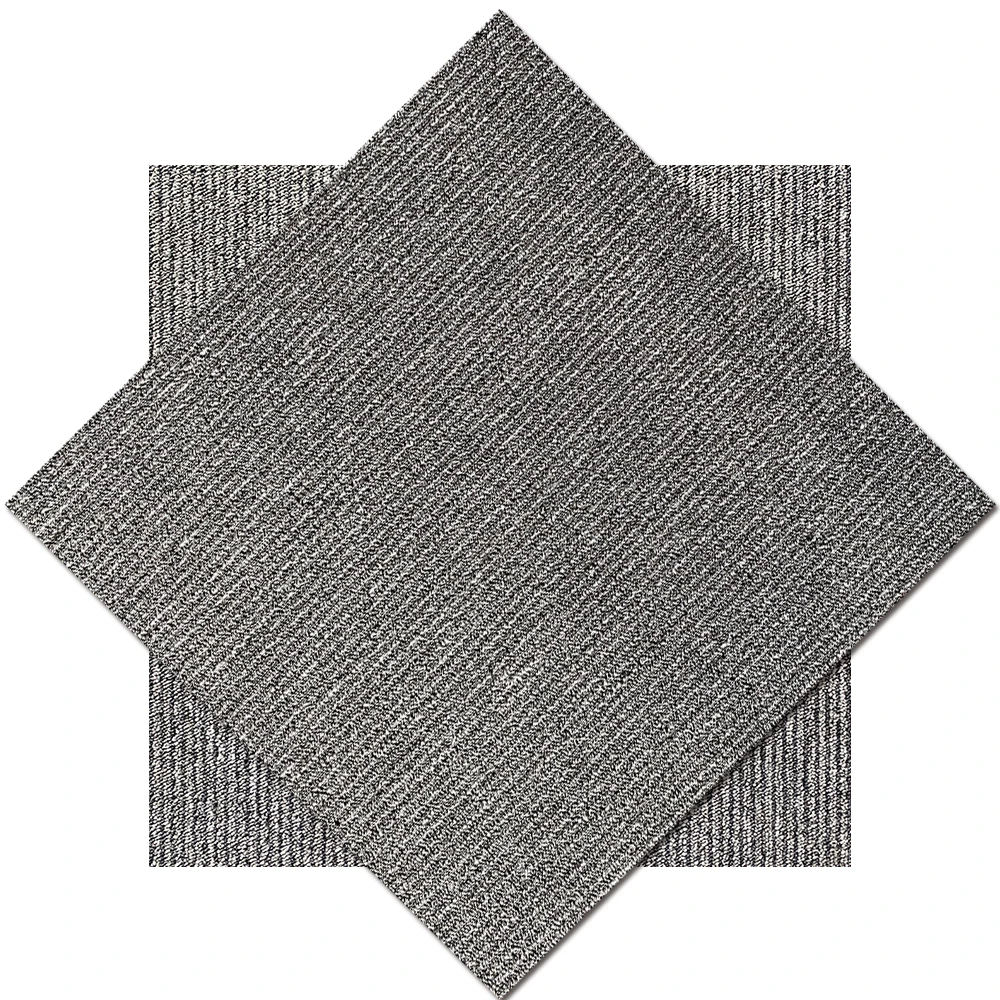 Modern Reversible Home Floor Carpet Tile Squared Design in Solid Color Cushioned Polypropylene Material Stain Resistant