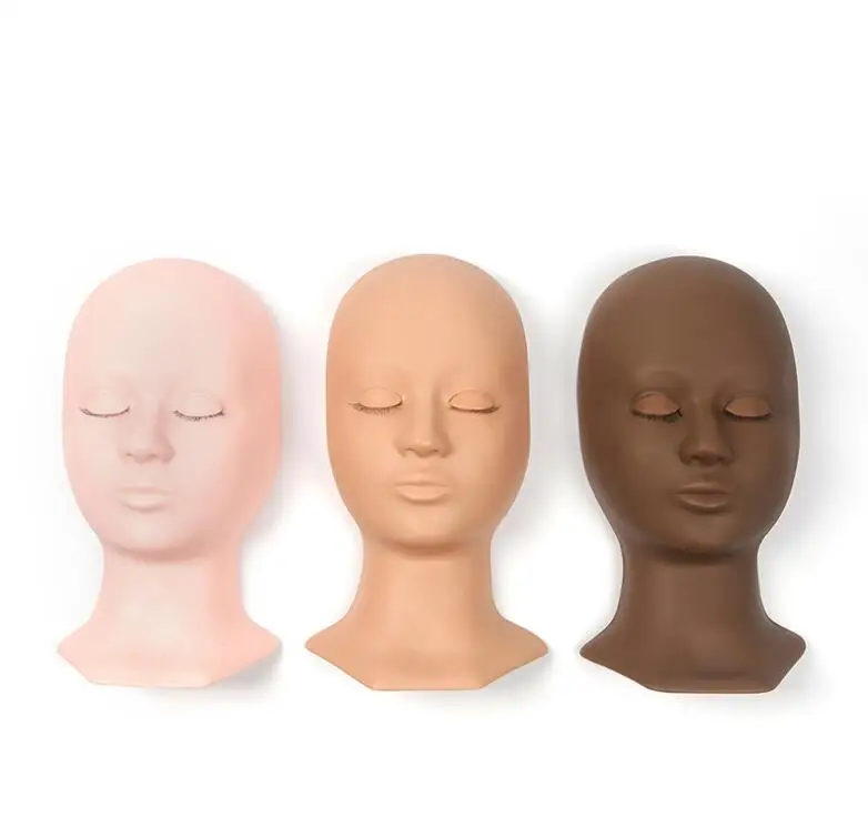 3 Colors Practice Grafted Eyelash Extension Training Mannequin Head Silicone Replacement Eyelids Model quin Doll Face Head Model