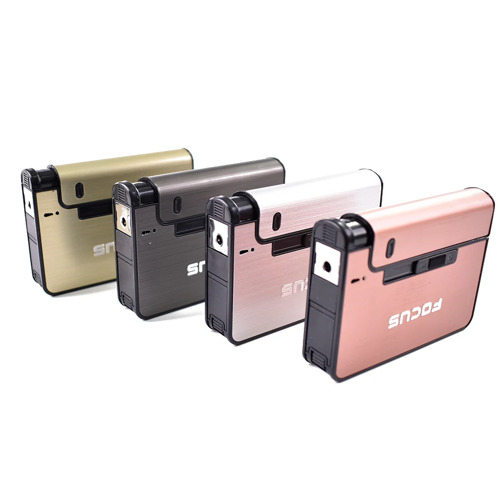 Оптовая продажа, алюминиевый пластиковый футляр для сигарет со встроенной зажигалкой