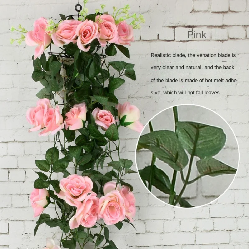 Artificial flower wisteria hanging basket simulated violet rose wall hanging wedding home decoration fake flower vine