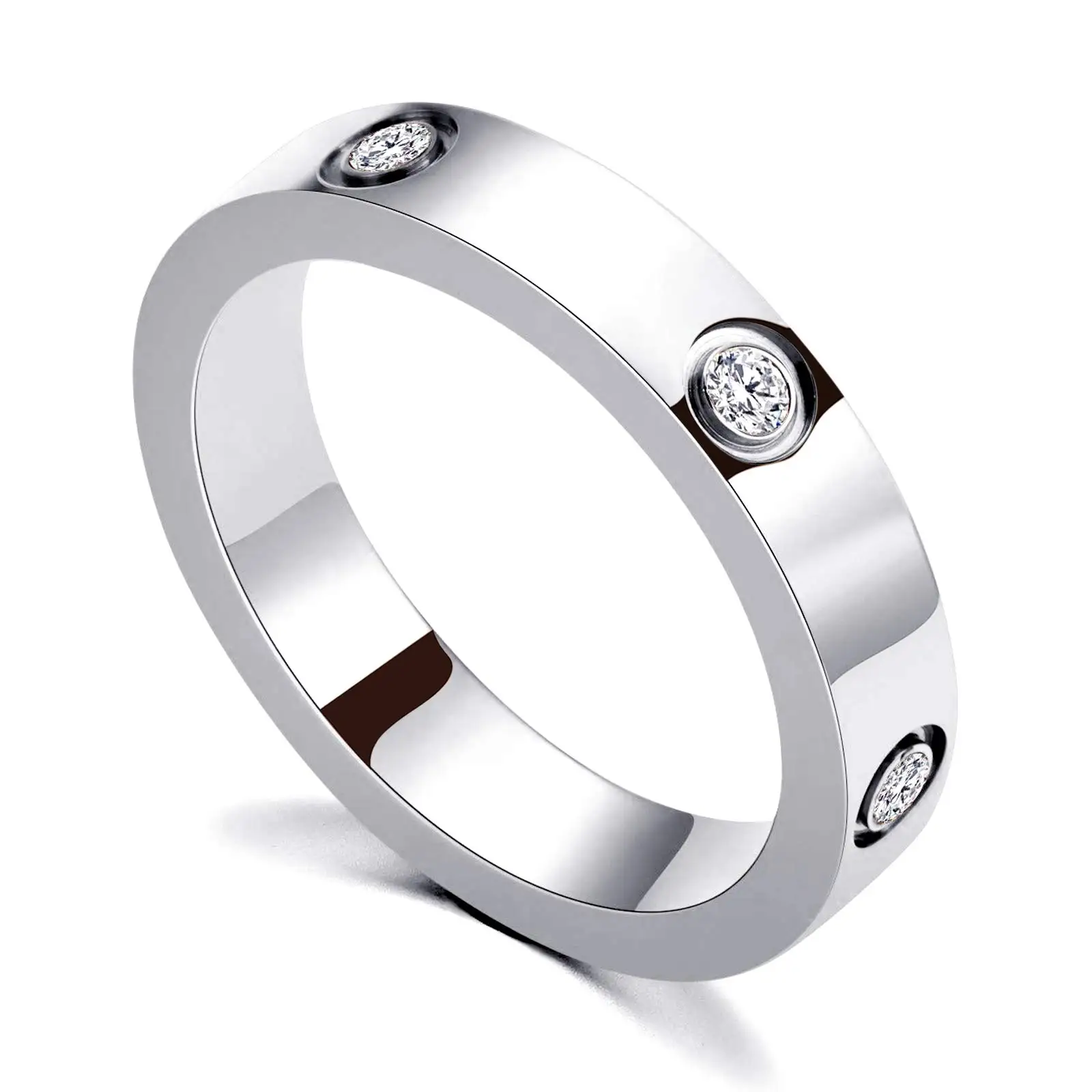 Wholesale Waterproof 18K Gold Plated Couple Zircon Love 316l Stainless Steel Ring