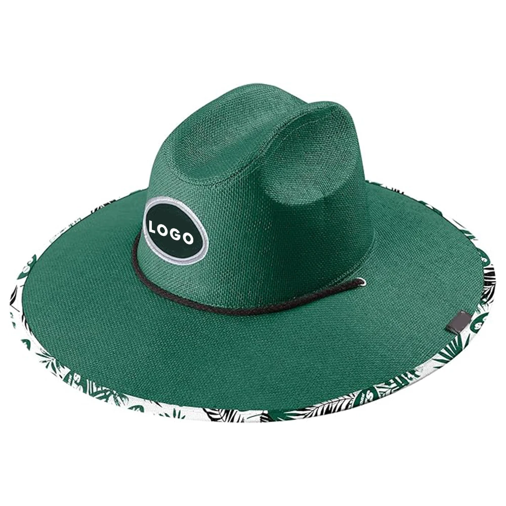 Men Women Summer Sports Travel Printed Cowboy paper cloth Panamanian Straw Hat Lifeguard Surf Surf Straw Hat