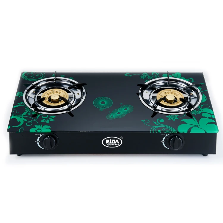 
Modern kitchen hot sale customizable color printing glass table top cooking gas stove 