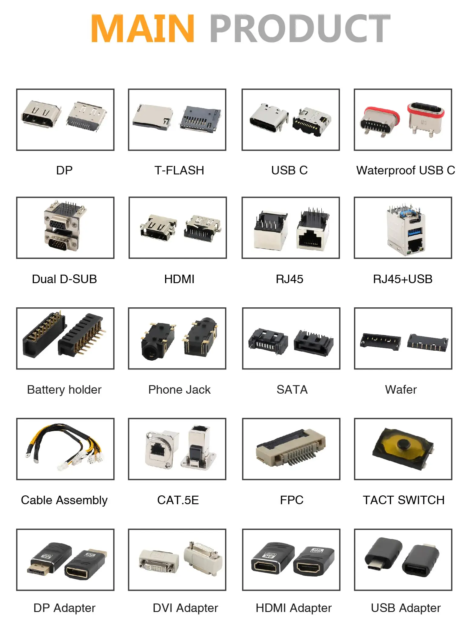 Гнездовой коннектор 90 градусов SMT типа DisplayPort 20Pin