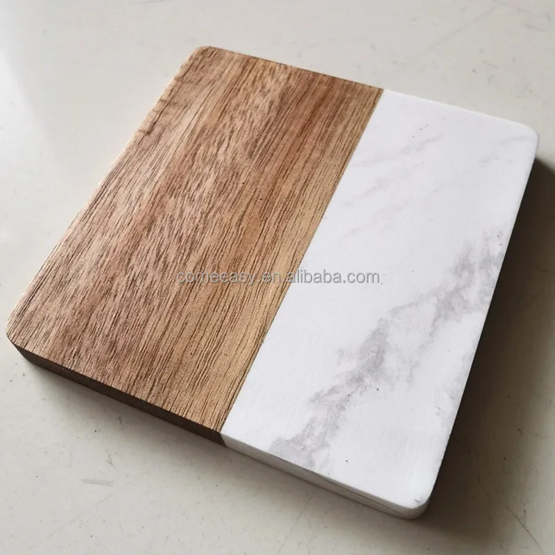 10CM acacia wood square coasters & White Marble Coasters wooden coasters for drinks