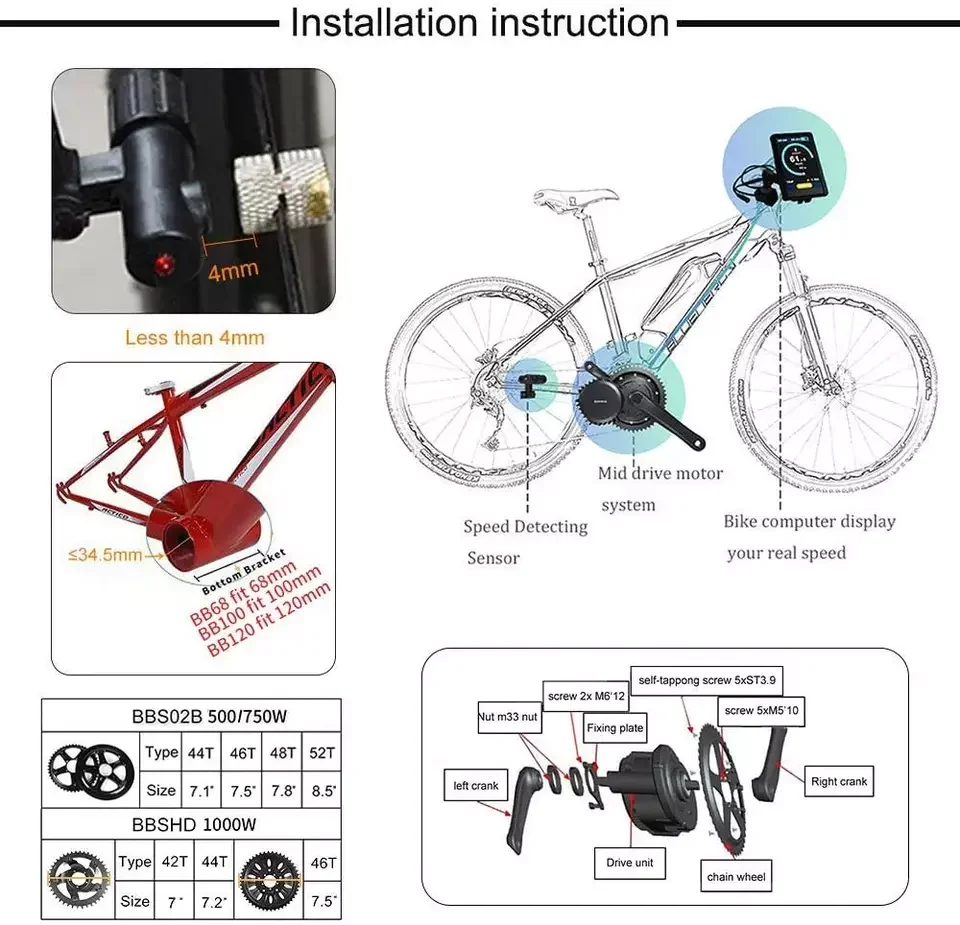 Середине привода 48v 750w 20 Inch Bafang BBS02 въездной стеллаж для электрического велосипеда с батареей фара электровелосипеда в двигатель сертификатом CE