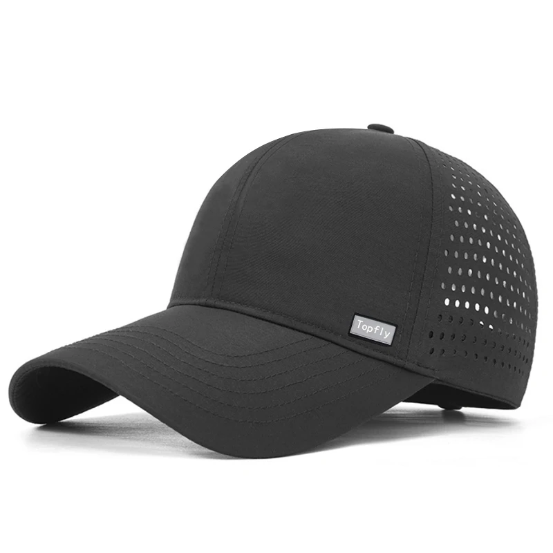 custom logo 5 panel A-GAME structured snapback waterproof hat golf hat cap laser cut perforated baseball cap with rubber patch
