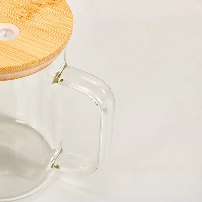 USA warehouse 15oz double walled snow globe pre drill 17oz DIY blank sublimation glass mug with bamboo lid and straw