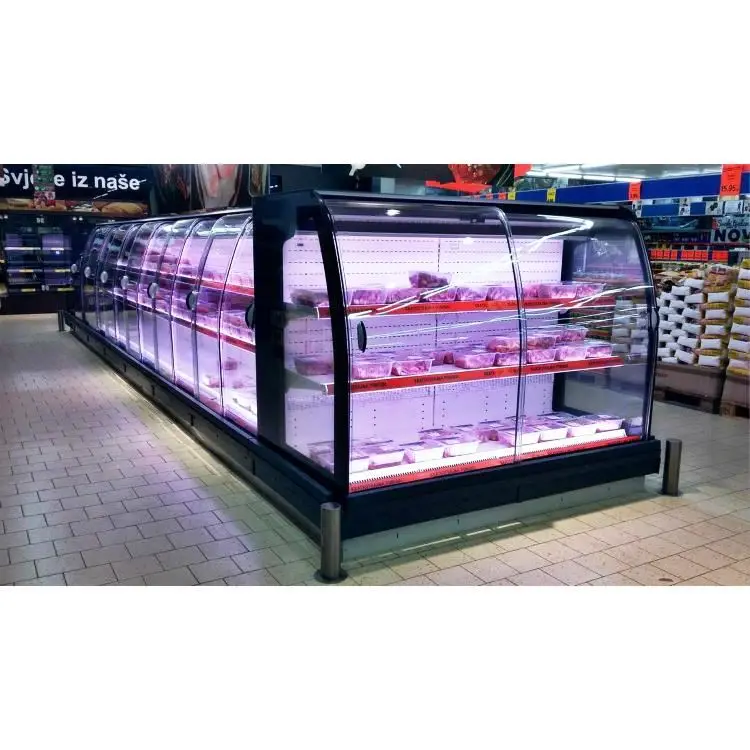 Повышенная грузоподъемность, открытый передний дисплей для супермаркета, охладитель, полувертикальные острова