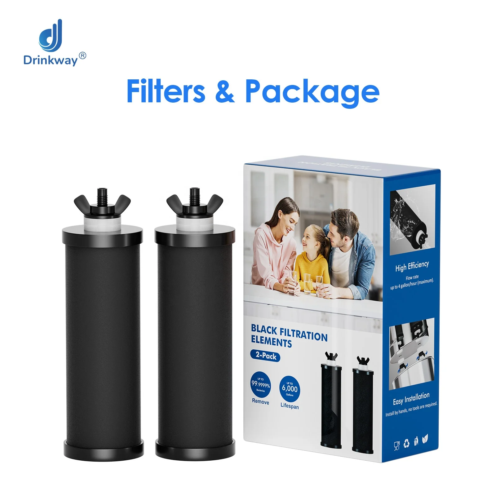 Manual Replacement Carbon Water Filter Cartridge for Household Gravity Water Filter System Countertop Water Filter
