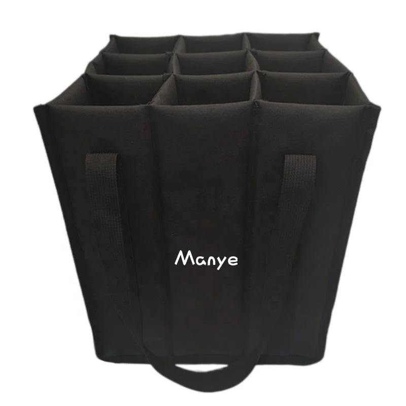 Black Promotional Supermarket 9 Bottles Wine Carrier Bag with Logo