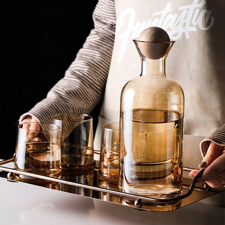 
Stocked Luxury Stainless Steel Metal Tray For Pitcher Jar Set 