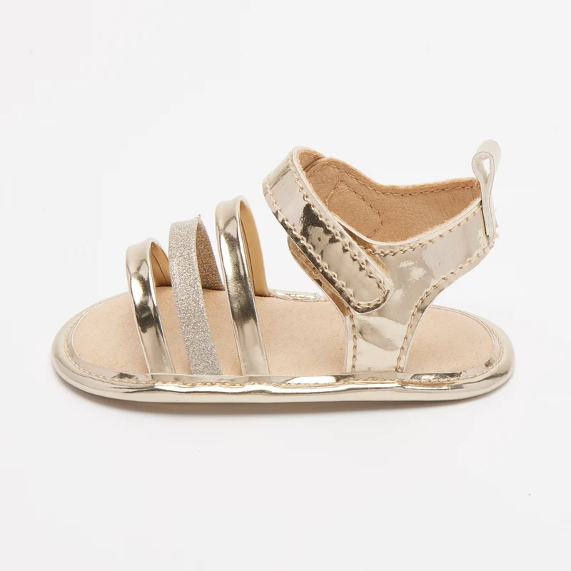 New arrival two colors beautiful flower decoration rubber sole prewalker baby sandals for girls and Boys PU OEM Solid Gua YB0032