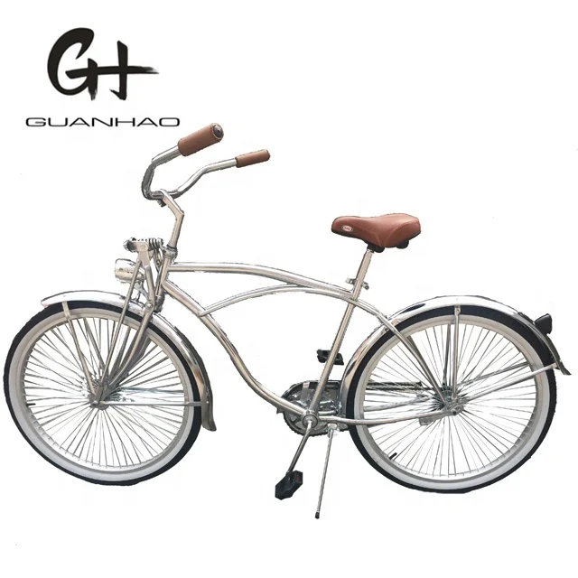 26 дюймов 68 спиц обод серебряного цвета CP рама хромированная краска одна скорость OEM/ODM Мужская Передняя пружина вилка Пляжный круизер велосипед