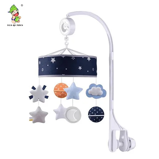 Mobile Musical Baby Crib with Stars and Planet Plush Baby Bedside Bell