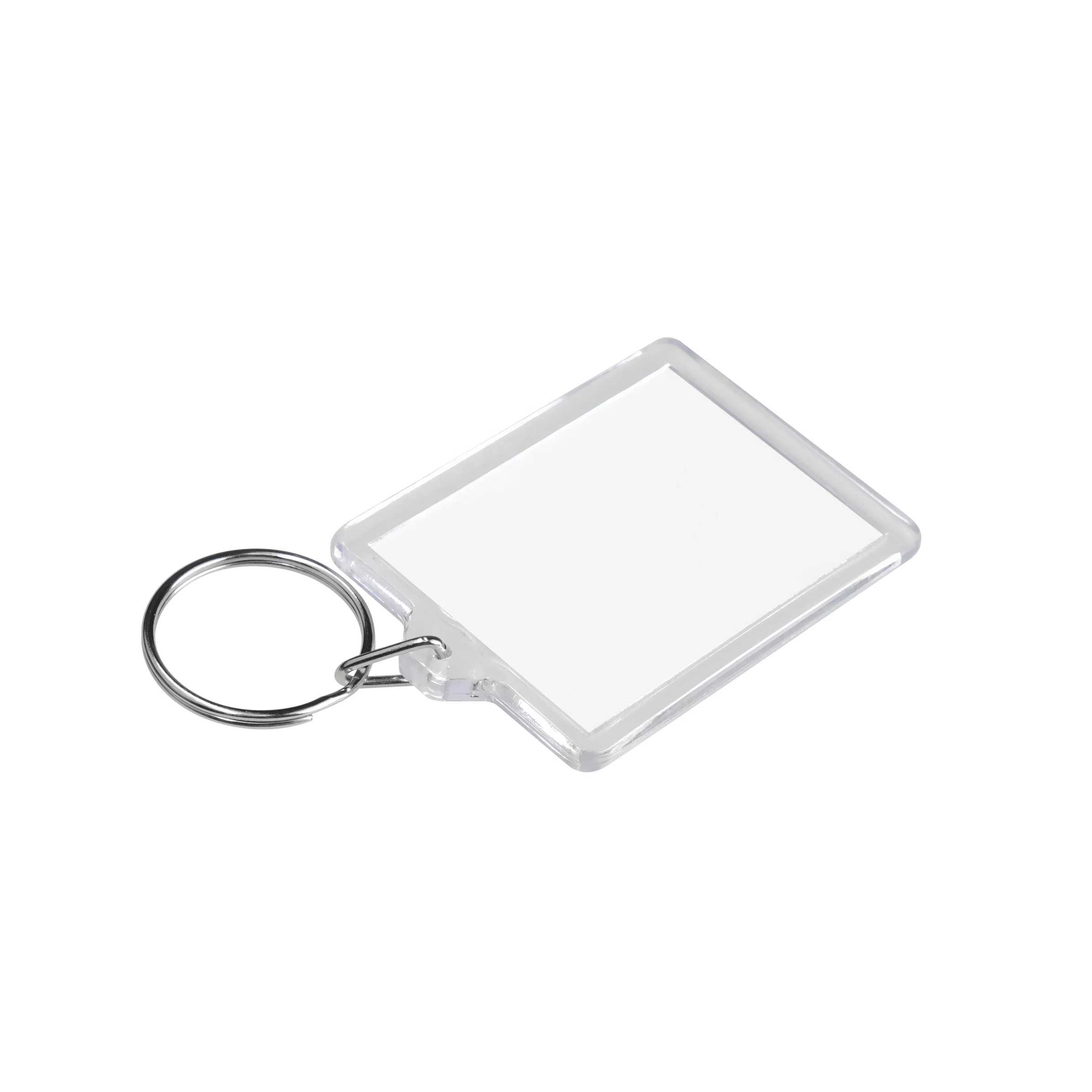 Double Sided Blank Acrylic Photo Keychain Rectangular Insert Picture Key Fob With Split Ring