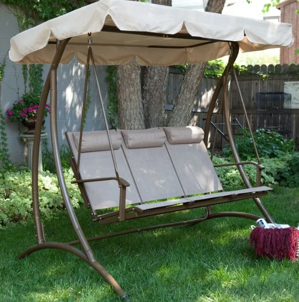 outdoor porch High Quality Garden Canopy Swing Chair 3 Seater Hammock Beach Patio Swings