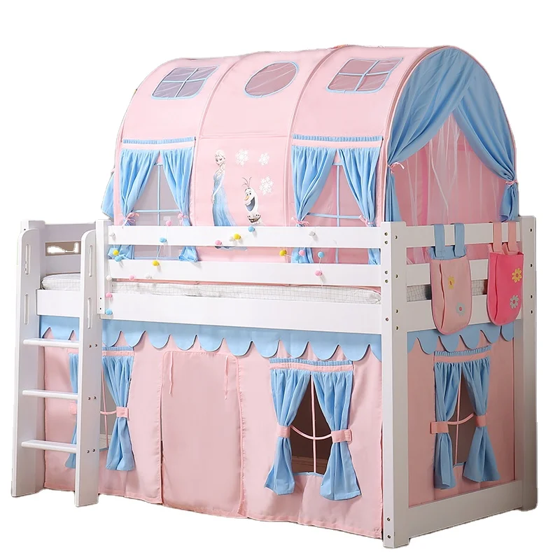 
hot sale luxury tent baby bunk bed sets kids cots designs solid wood boys bedroom double bed with ladder 