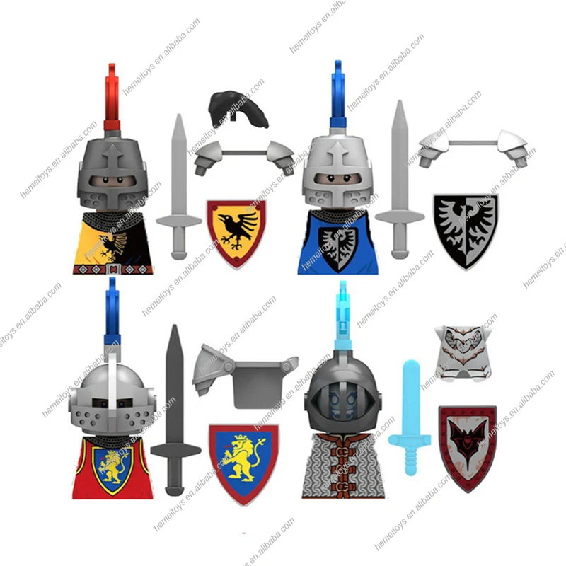 N805-808 Raven Black Hawk Red Lion The Dark Knight  Mini Plastic Medieval Knight Army Figure Building Blocks toys