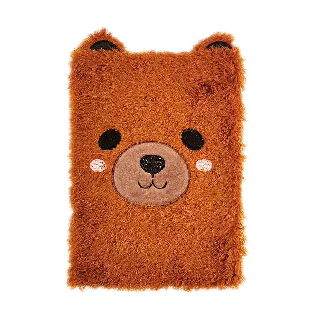 Factory Price Cute Animal Bear Soft Girls Design Plush Notebook Diary Fluffy Notebook