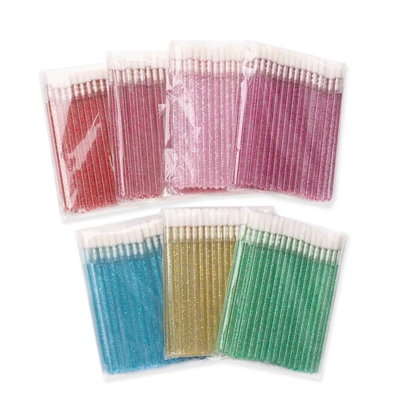 Disposable Glitter Lip Applicator Lip Brushes Lip Gloss Plastic Fleece Makeup Brush 50pcs/opp Bag Accept Private Logo 3000pcs