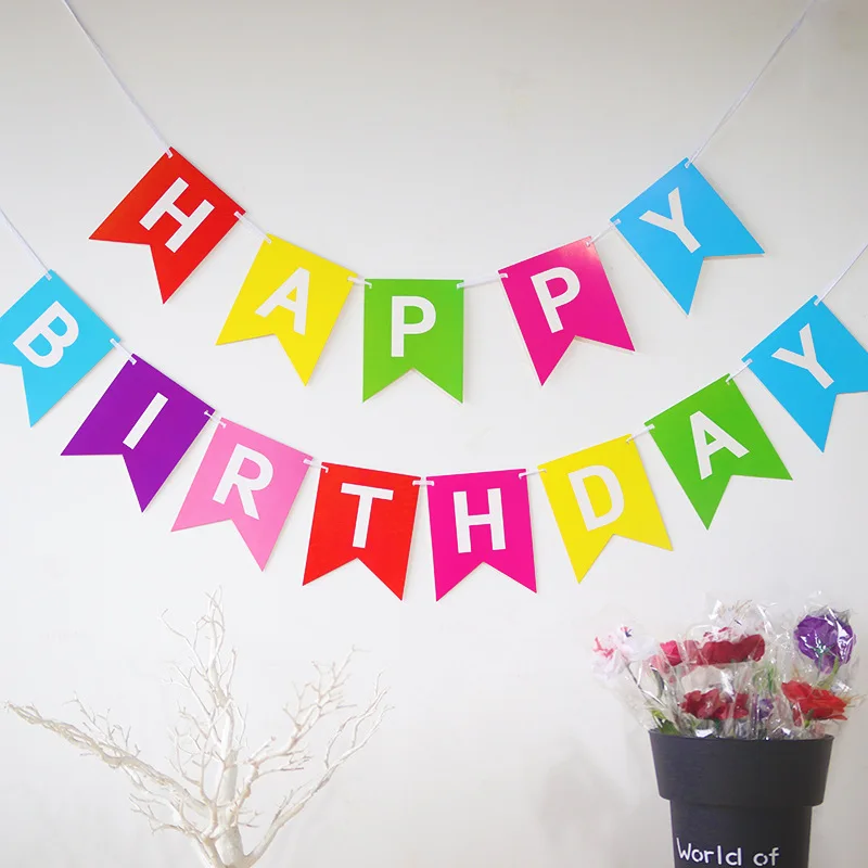 Party Festival Decoration Happy Birthday Banner Letter Fishtail Flag Party Supplies Birthday Banner