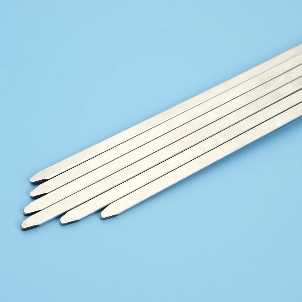 Camping bbq 9pcs reusable vegetable beef sticks metal chicken skewers for party