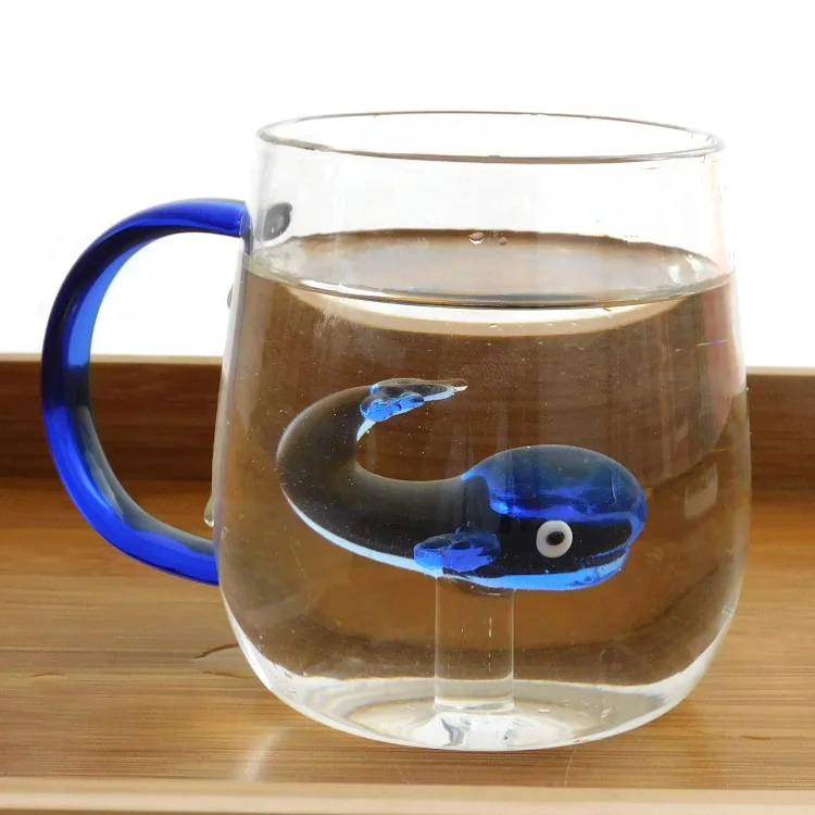borosilicate heat-resistant glass cup with three-dimensional animal
