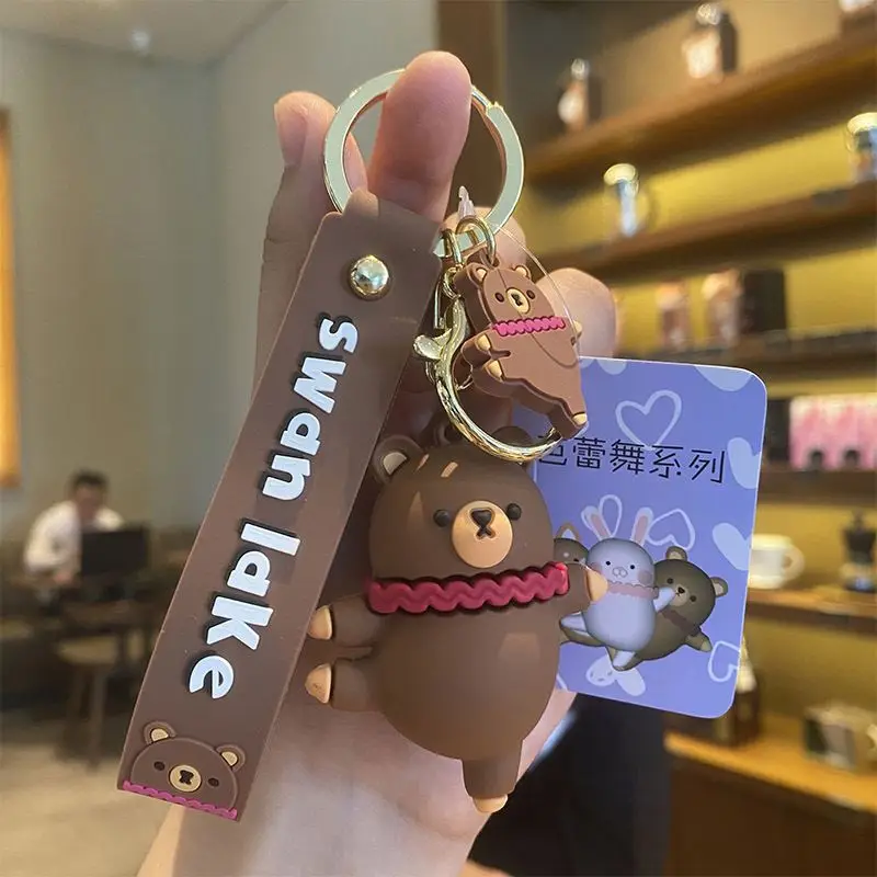 XNG Cute Silica Gel Ballet Bunny Bear Corgi Keychain Mini Bag Keyring For Couples Charm Keychain Man Car Accessorie Keyring