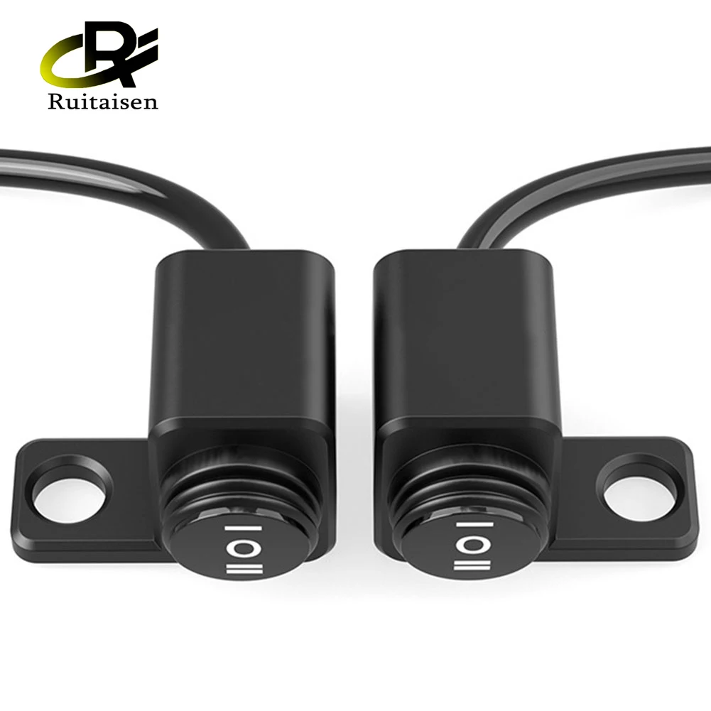 Ruitaisen  Motorcycle Aluminum Alloy Handlebar Headlight ON-OFF-ON Button Fog Spotlight Mirror Mount Switches Motor Accessory