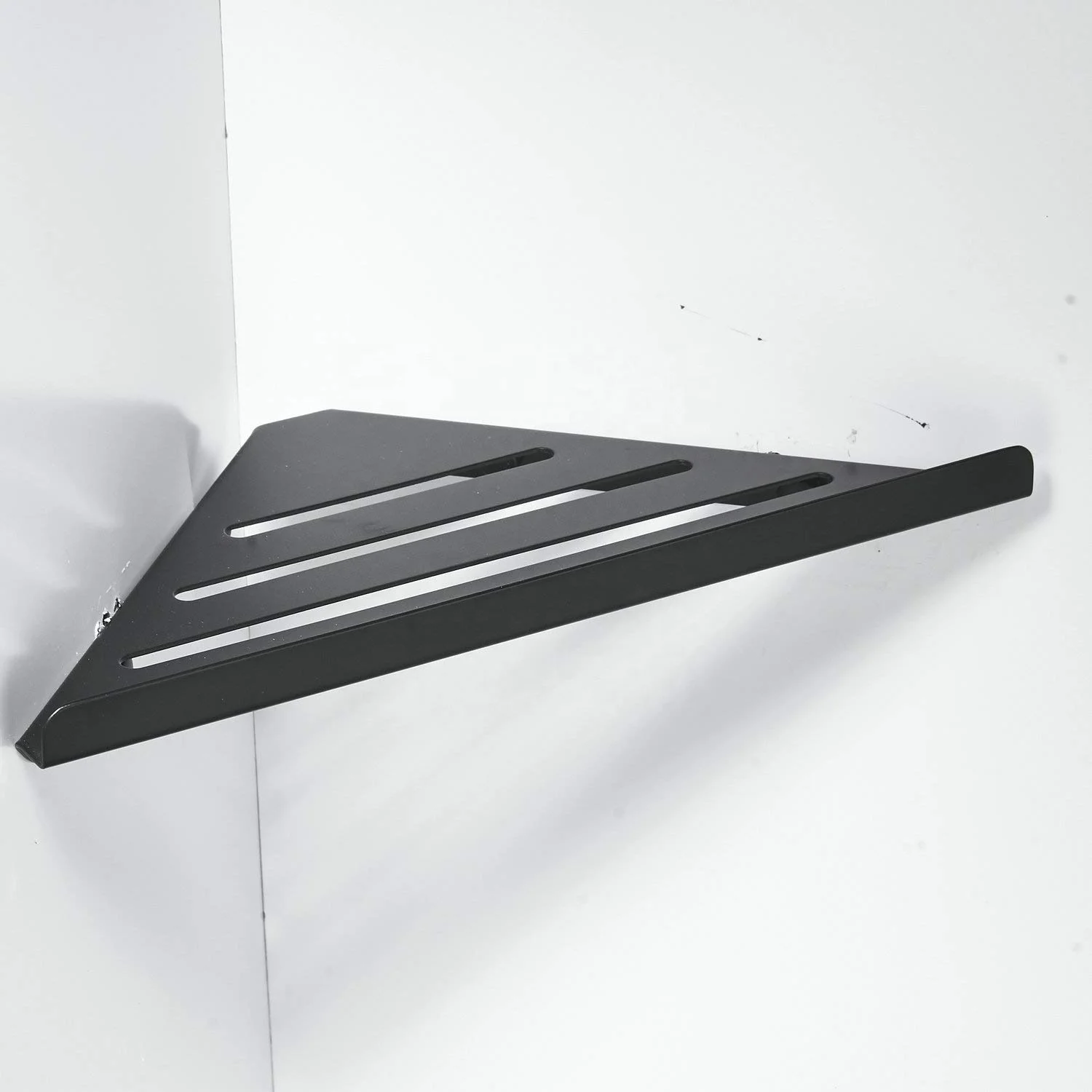 304 Stainless Steel Rustproof Matte Black Multi-functional Single Tier Corner Shower Shelf Triangle Bathroom Storage Rack