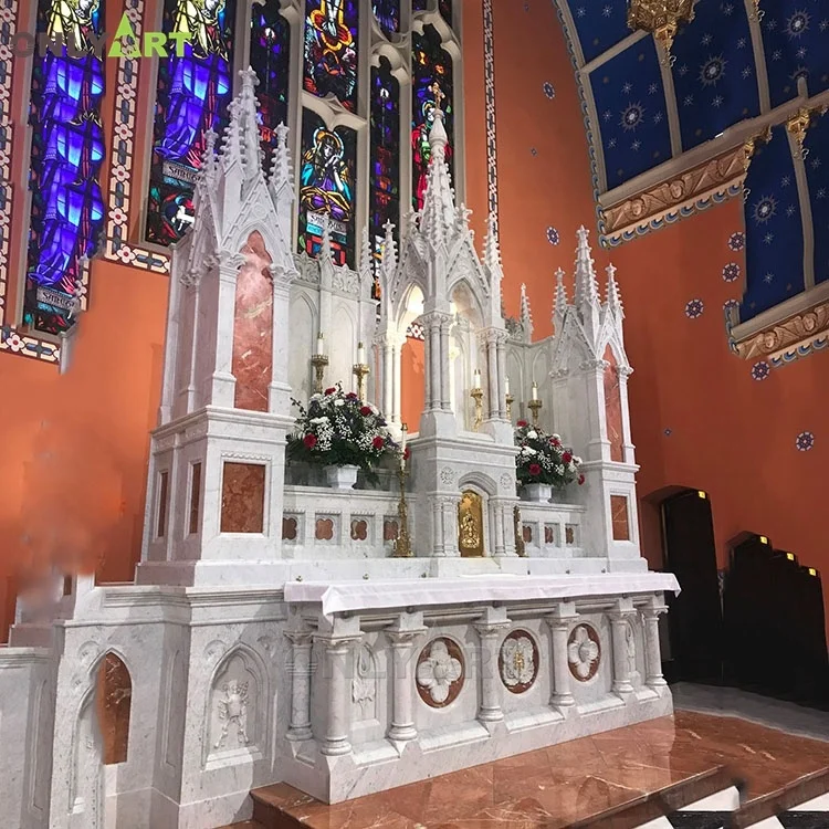 Factory Customized Religious Church Antique White Marble Altar Table