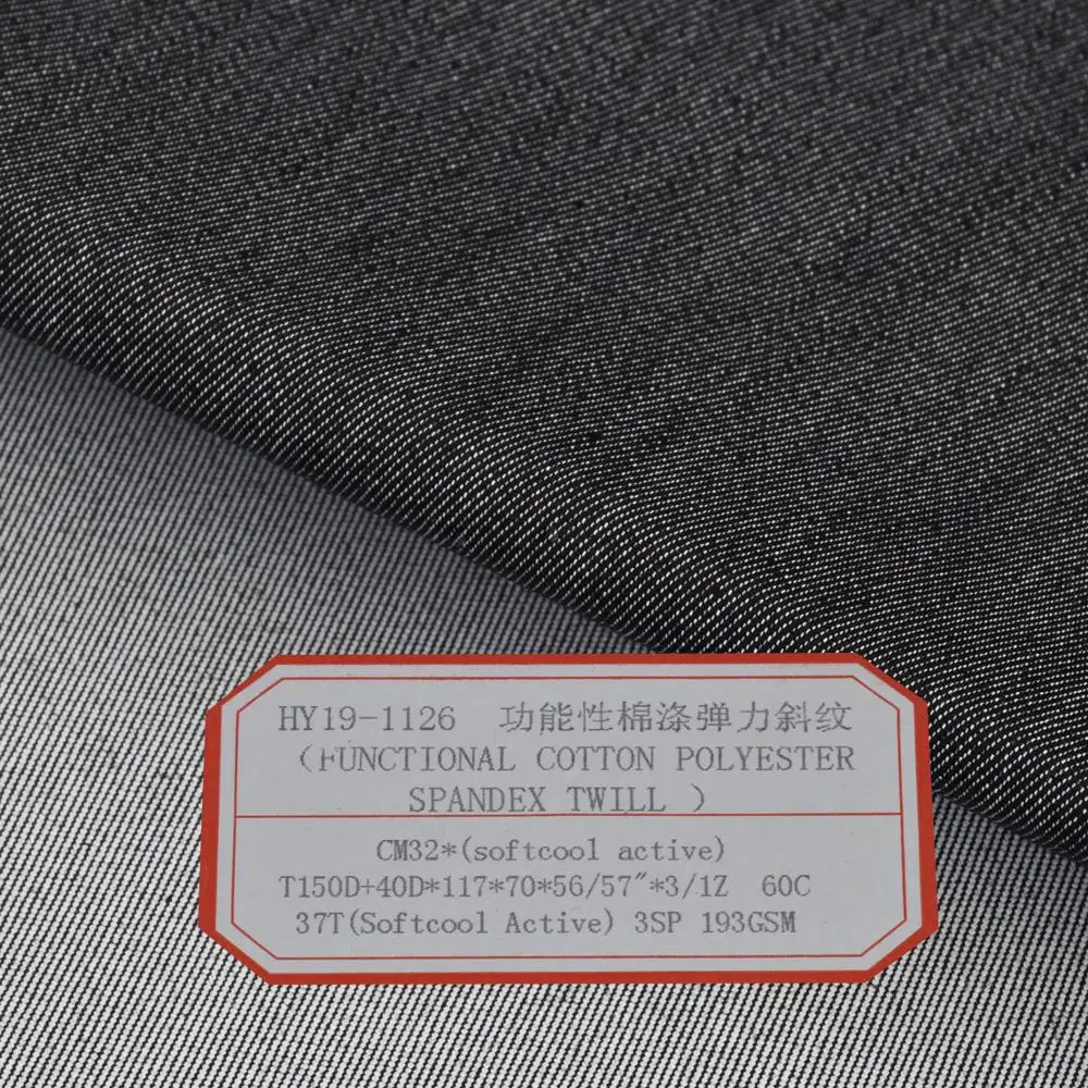 Hemp Gray Black Fabric Functional Fabric Cotton Polyester Stretch Twill  Fabric