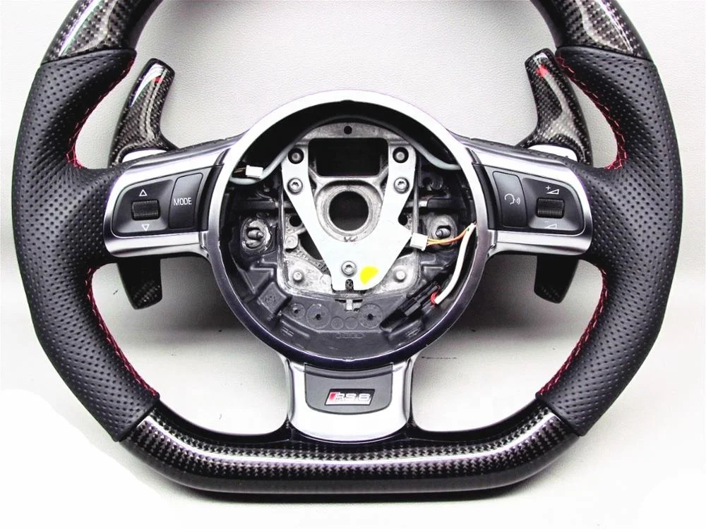 AUTO RACING CAR STEERING WHEEL FOR Audi TT TTS R8 GT RS6 RS3 Red Ring CARBON FIBER STEERING WHEEL