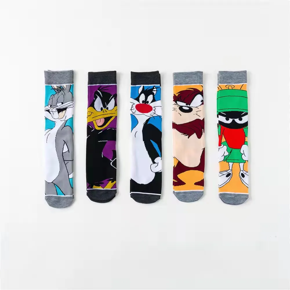 Wholesale korean novelty men socks 100% cotton fashionable cute cartoon bunny socks