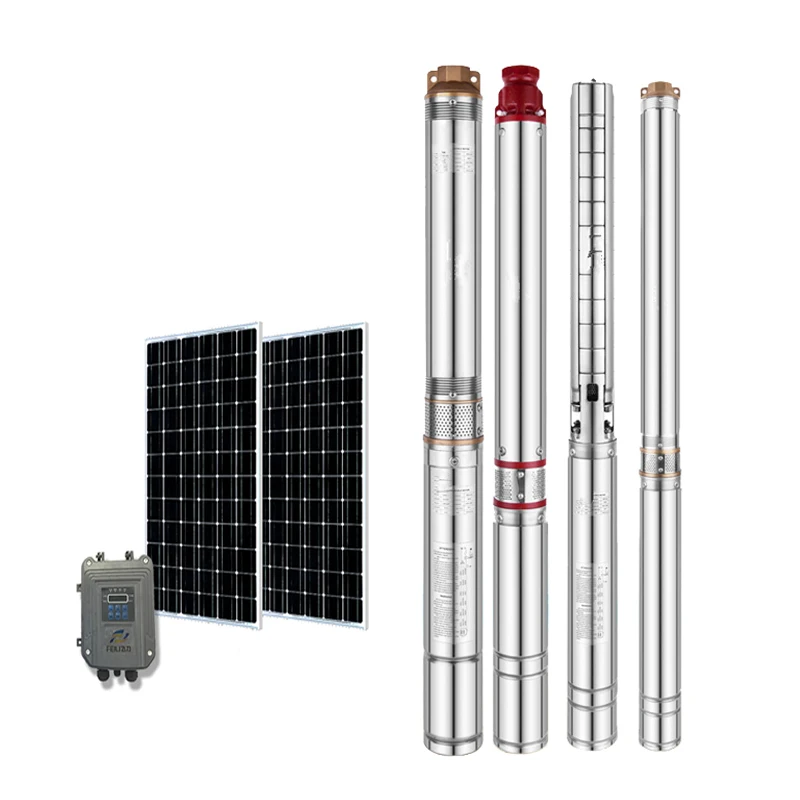 Submersible deep well solar panel powered dc water pump system
