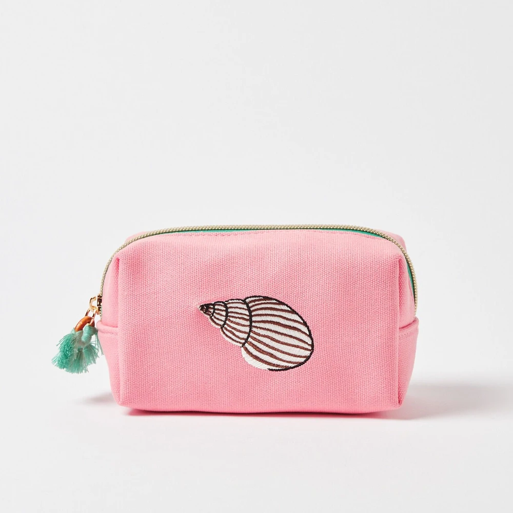 New Design Shell Embroidered Cotton Make Up Pouch With Tassel Gift For Her Cosmetic Bag